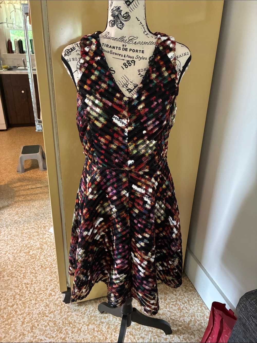 Mossimo Supply Co. Black Multicolor A-Line Mini Dress